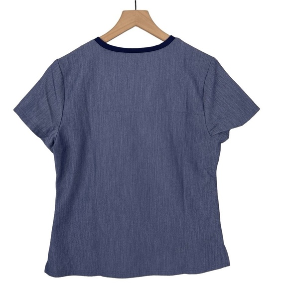Jaanuu 2 Pocket Tuck In Scrub Top Womens Medium Blue V Neck Short Sleeve Navy - Picture 5 of 7